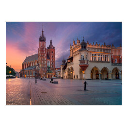 Plakat samoprzylepny Wschód słońca w odcieniach różu i fioletu, Kraków, Polska