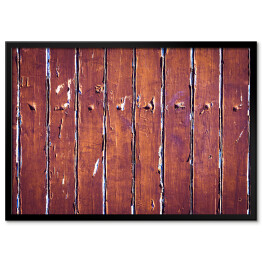 Plakat w ramie Obdarte drewno - deski w kolorze wiśniowym