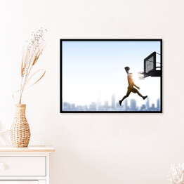 Plakat w ramie Mecz koszykówki na tle błękitnego nieba
