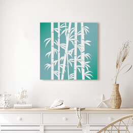 Obraz na płótnie Las bambusowy - biało niebieska ilustracja