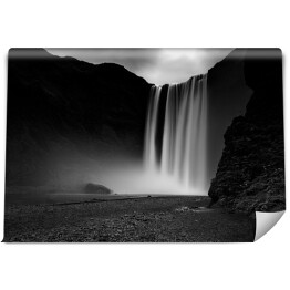 Fototapeta Islandzki Wodospad Skogafoss, monochrom