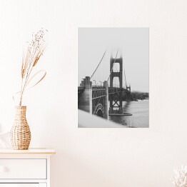 Plakat Golden Gate Bridge w odcieniach szarości