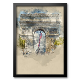 Obraz w ramie Sławny punkt w Paryżu - Łuk Triumfalny - rysunek