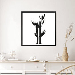 Obraz w ramie Bambus - czarno biała ilustracja