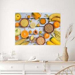 Plakat samoprzylepny Żółte warzywa, fasola i owoce 