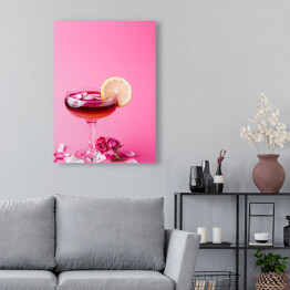 Obraz na płótnie Różany koktajl na różowym tle