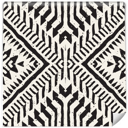Tapeta samoprzylepna w rolce Czarny i biały plemienny wektorowy wzór spójny z elementami doodle. Azteckie abstrakcyjne drukowanie sztuki. Etniczne ornamentalne ręcznie rysowane tło.