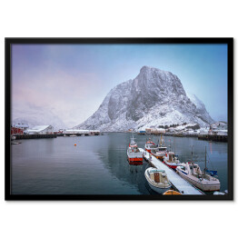 Plakat w ramie Wioska rybacka w Norwegi