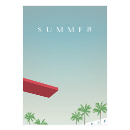Plakat samoprzylepny Ilustracja z palmami i błękitnym niebem