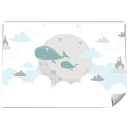 Fototapeta samoprzylepna Wieloryby i chmurki w pastelowych barwach