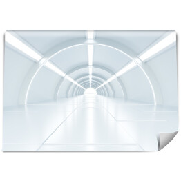 Fototapeta Oświetlony pusty biały korytarz - wnętrze 3D
