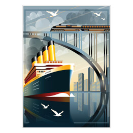 Plakat Statek pasażerski na oceanie