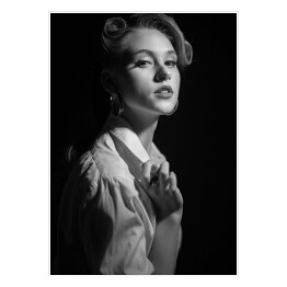 Plakat Kobieta retro fotografia czarno biała 