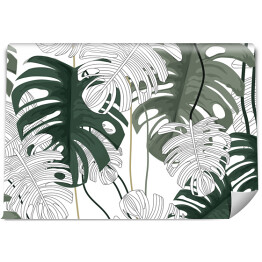 Fototapeta samoprzylepna Tropikalne rośliny i białe tło wzór-wektor