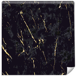 Fototapeta winylowa zmywalna Szaro czarna ściana ze złotymi wzorami