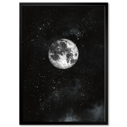 Plakat w ramie Nocne niebo z księżycem i gwiazdami