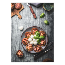 Plakat samoprzylepny Przystawki z pomidorami, bazylią i mozzarellą