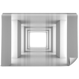 Fototapeta Biały oświetlony tunel z dużą ilością kolumn