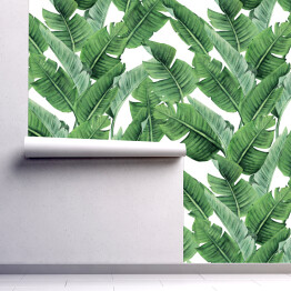 Tapeta w rolce Akwarelowe zielone liście bananowca 3D