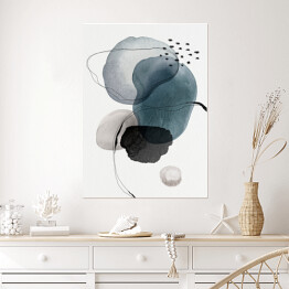 Plakat samoprzylepny Akwarelowa kompozycja geometryczna w chłodnych barwach