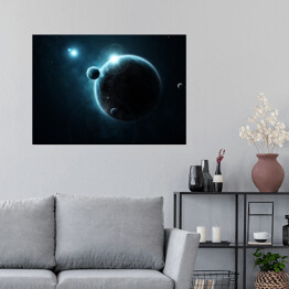 Plakat Mała i duża planeta w Kosmosie