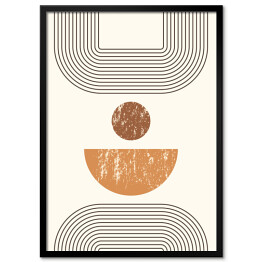 Plakat w ramie Abstrakcyjny nowoczesny Art tło with Simple Geometric Shapes Lines and Circles. wektorowe Boho Illustration w minimalnym stylu i neutralne kolory dla plakat, t-shirt Drukuj, okładka, baner, dla mediów społecznych