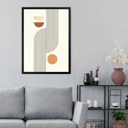 Obraz w ramie Abstrakcyjny nowoczesny Art tło with Simple Geometric Shapes Lines and Circles. wektorowe Boho Illustration in Minimal Style and neutral colors for Poster, t-shirt wydruk, cover, banner, for social media