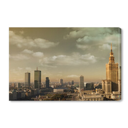 Obraz na płótnie Panorama Warszawy w pochmurny dzień