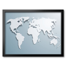 Obraz w ramie Mapa 3d błękitno biała