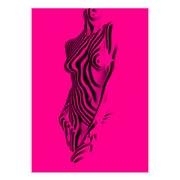 Plakat samoprzylepny Kobieta w różowo czarny wzór zebry