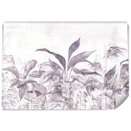 Fototapeta winylowa zmywalna arkusze tekstury w jasnych odcieniach fioletu, liście na fakturze, fototapeta we wnętrzu