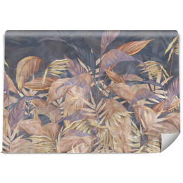 Fototapeta samoprzylepna tropiki sztuka malowane liście na ciemnym tle tekstura obraz fototapety we wnętrzu