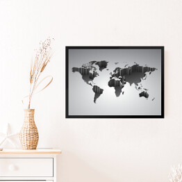 Obraz w ramie Mapa świata z efektem 3D