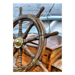 Plakat Drewniane koło na statku