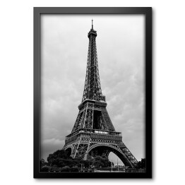 Obraz w ramie Wieża Eiffla w Paryżu. Czarno biała fotografia