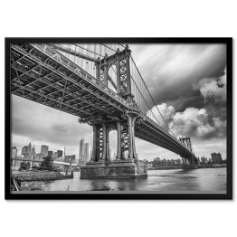 Plakat w ramie Czarno biały Manhattan Bridge, Nowy Jork