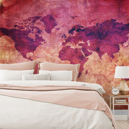 Fototapeta winylowa zmywalna Fioletowa mapa świata w płomieniach
