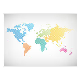 Plakat Mapy świata z kontynentami w różnych kolorach
