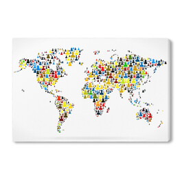 Obraz na płótnie Mapa świata z kolorowych sylwetek ludzi