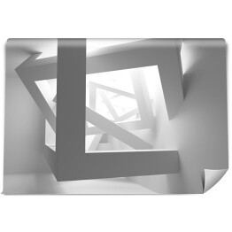 Fototapeta Biały pokój z rozsypanym sześcianem w kącie - 3D