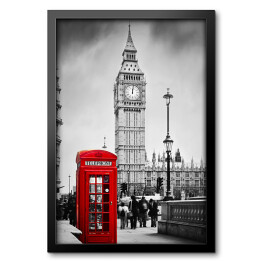 Obraz w ramie Czerwona budka telefoniczna w Londynie