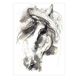 Plakat Rysunek koń akwarela