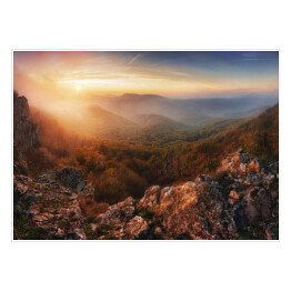 Plakat Zachód słońca w górach 