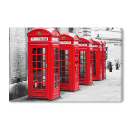 Obraz na płótnie Budki telefoniczne w Londynie ustawione w rzędzie