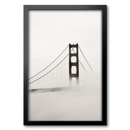 Obraz w ramie Most Złotej Bramy we mgle
