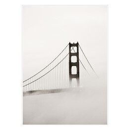 Plakat samoprzylepny Most Złotej Bramy we mgle
