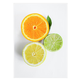 Plakat Przekrojone cytryna, limonka i pomarańcza