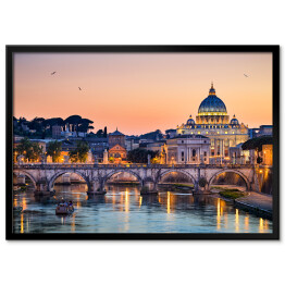 Plakat w ramie Nocny widok z Bazyliki Świętego Piotra w Rzymie