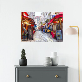 Plakat samoprzylepny Ulica w Paryżu - ilustracja