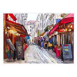 Plakat samoprzylepny Ulica w Paryżu - ilustracja